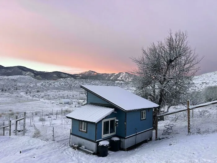 Nice Sunrise Over The Off Grid Tiny House