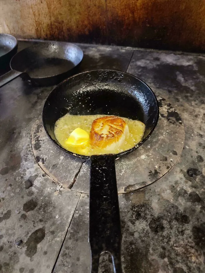 The Girl Who Usually Works Sauce Asked Me Why I Was Pan Frying The Cod... This Is An Absolute 116g Monster Of A Scallop