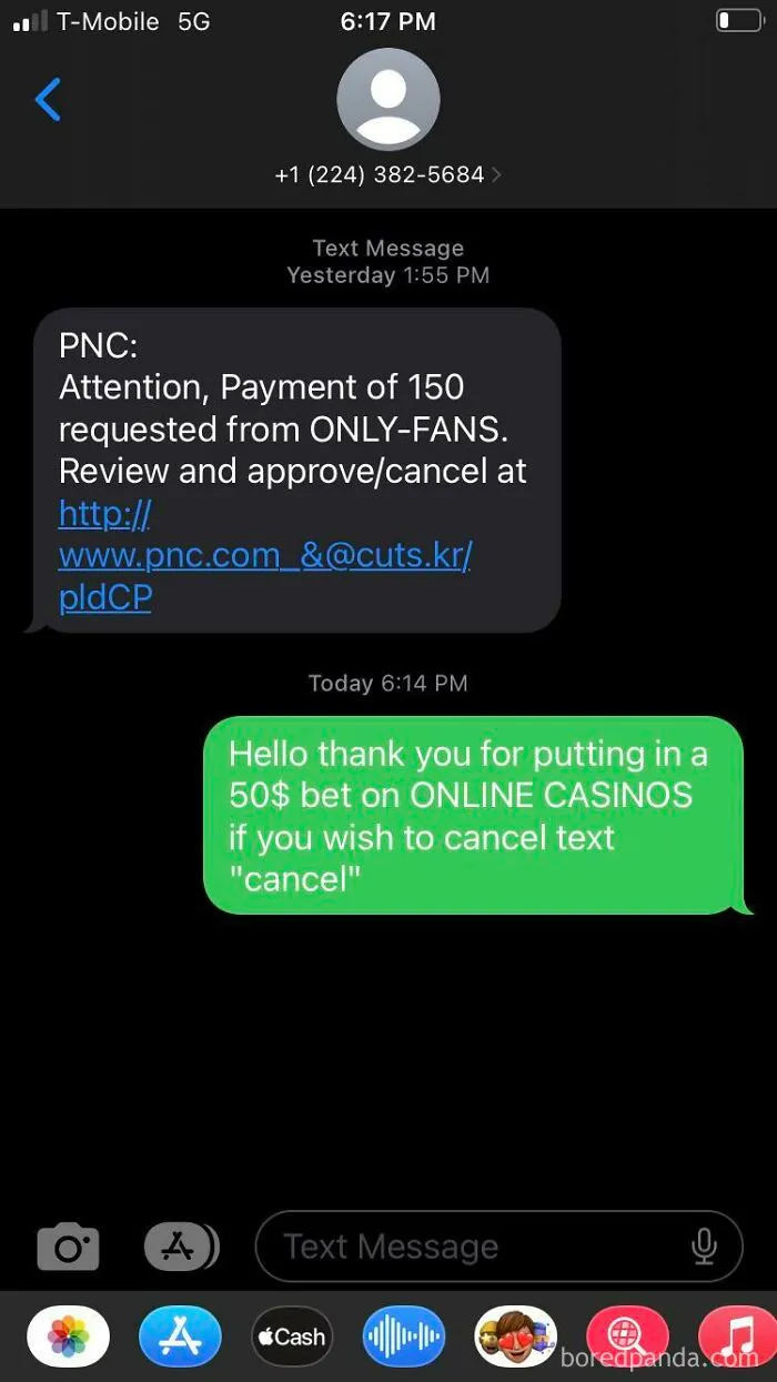 A screenshot of a text message conversation, showcasing a scammer's attempt to scam someone, highlighting rookie moves.
