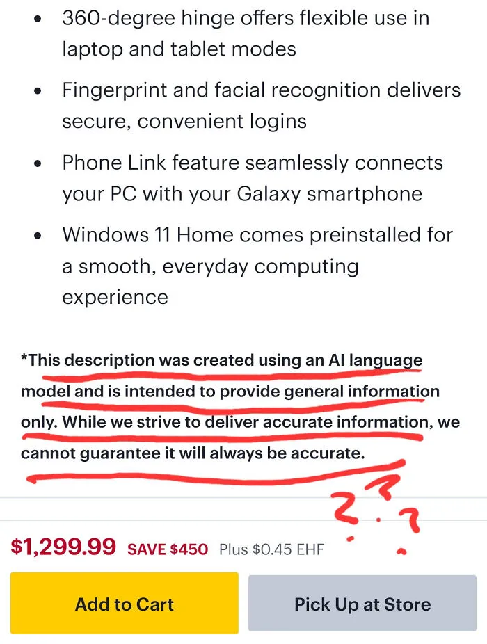 They "Cannot Guarantee" The Product Description Of The 1.3k Dollar Laptop Theyre Selling Is Accurate Because They Used Chatgpt To Write It