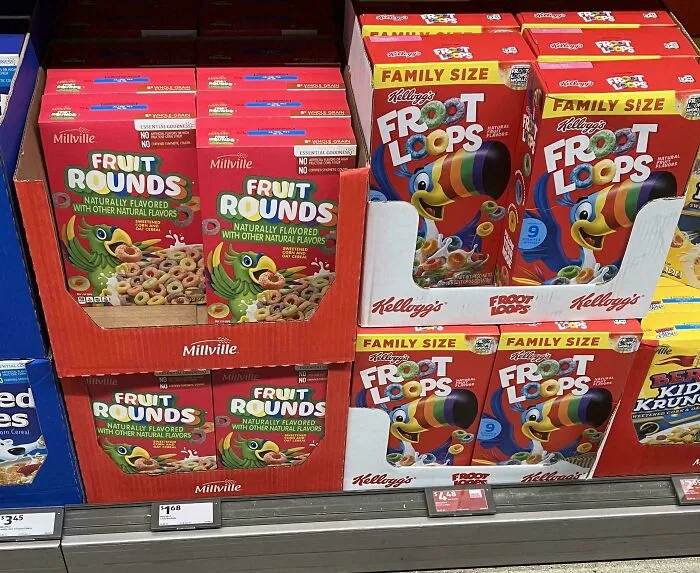 Cereal de marca reconocida casi al triple del precio de la marca blanca.