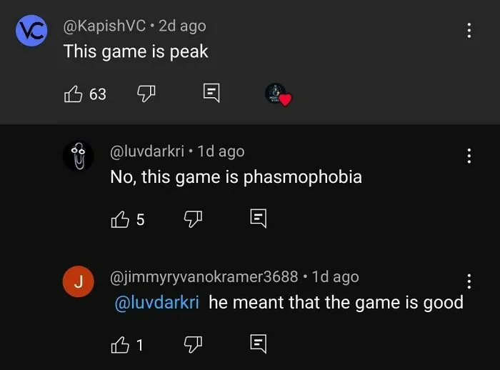 A YouTube comment thread illustrating someone who corrected an obvious joke with confidence.