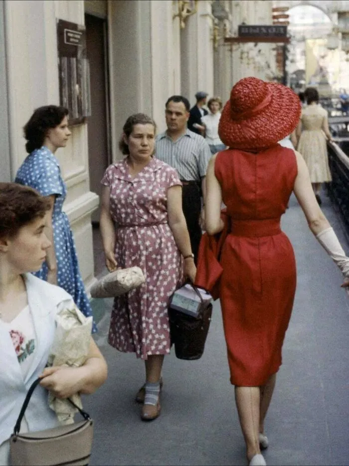 A French Model From The House Of Dior Walks Through The Streets Of Moscow, 1959