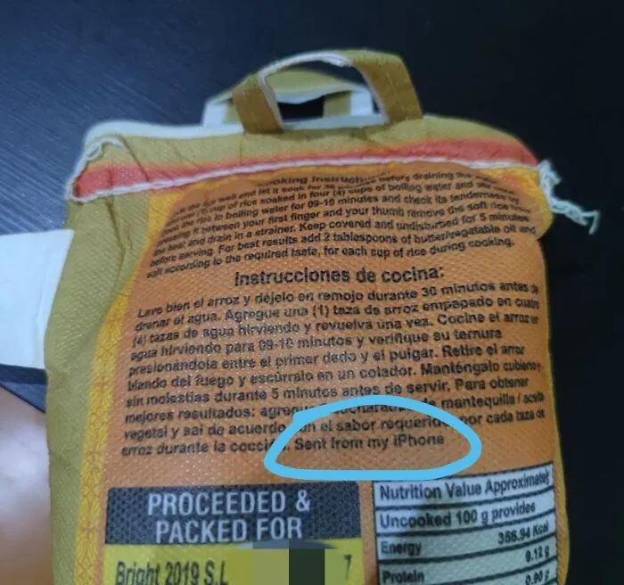 The Instructions On Bag Of Rice