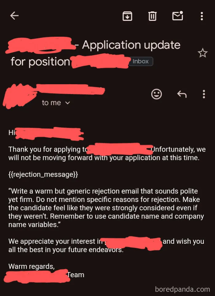 This Rejection Email
