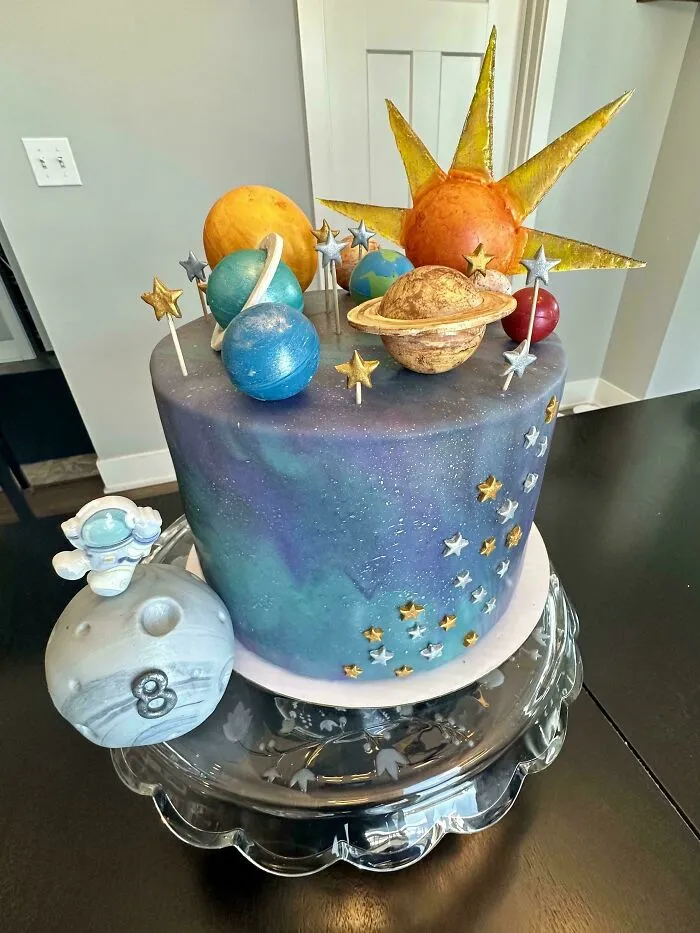 Solar System Cake That My Incredible Wife Made For Our 8 Year Old’s Birthday