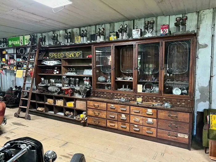 Recently Acquired This Late 1800s Hardware Store Cabinet For My Garage. Houses All Of My Good Hot Rod Parts!!!
