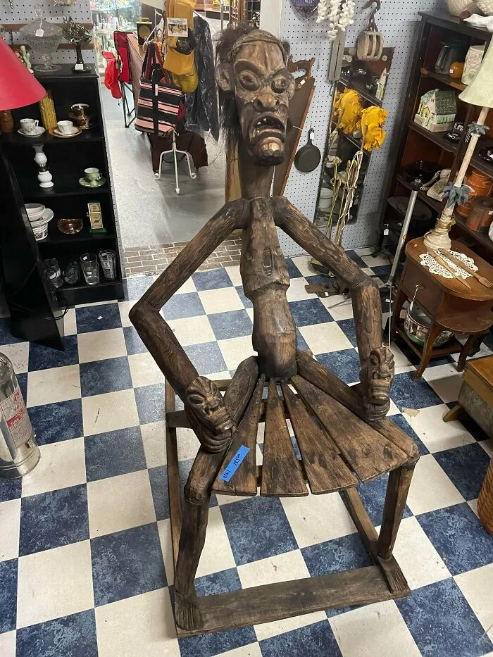 Saw This Rocking Chair At A Local Antique Mall, Complete With Real Hair And Teeth. What Is It?