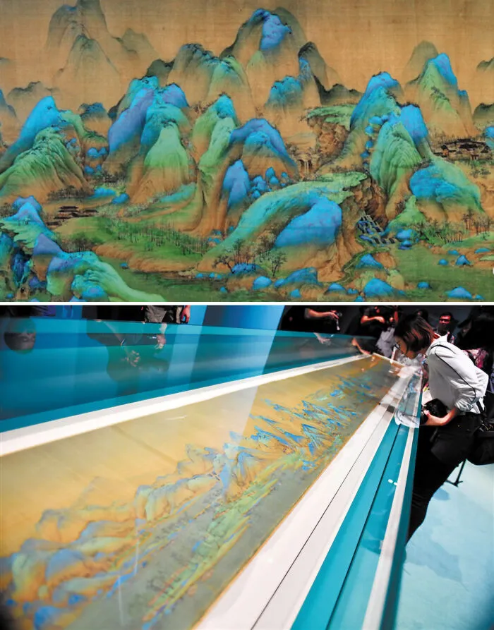 One Of The Greatest Works Of Chinese Art Is The Blue-Green Landscape Painting Titled "A Thousand Li Of Rivers And Mountains" By Wang Ximeng