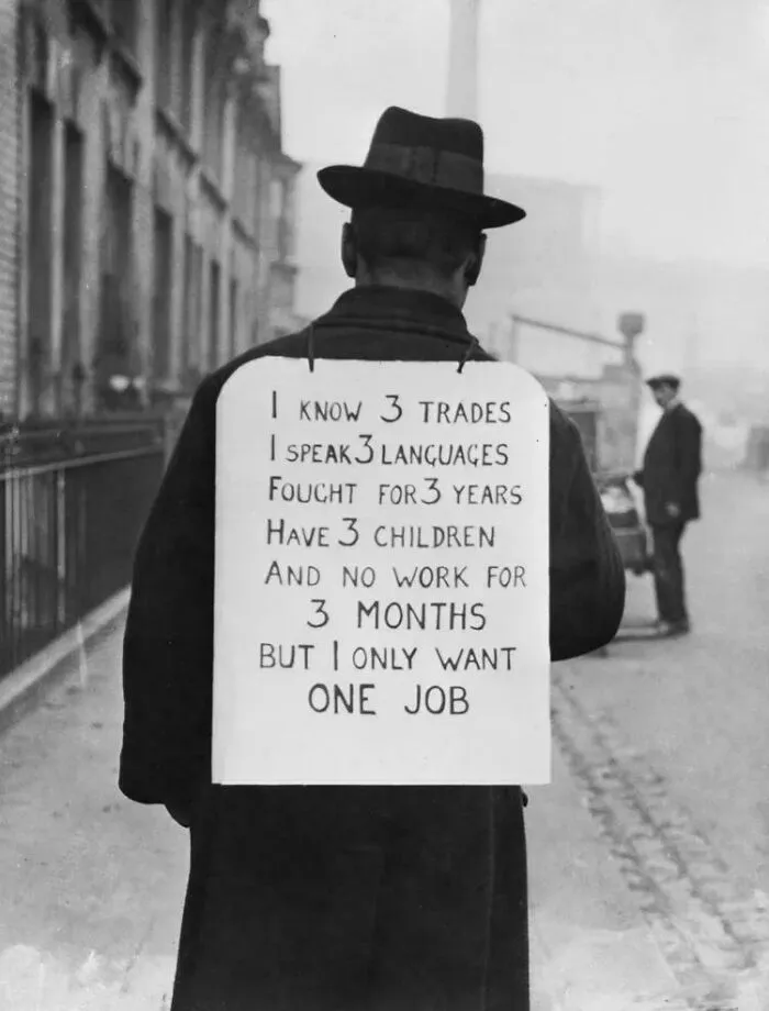 Man Looking For A Job During The Great Depression. 1934