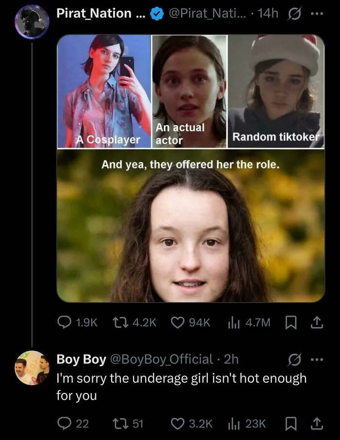 A meme comparing a cosplayer, actor, and Tiktoker, followed by a savage verbal knockout about the actor.