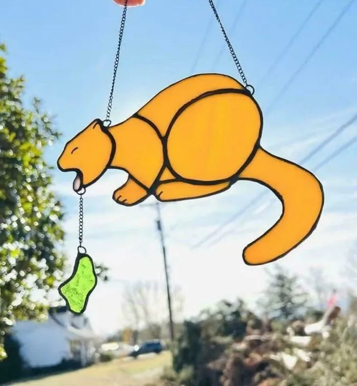 Stained Glass Puking Cat