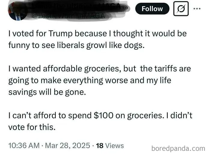 I Voted For Trump To Own The Libs. I Don't Want This!