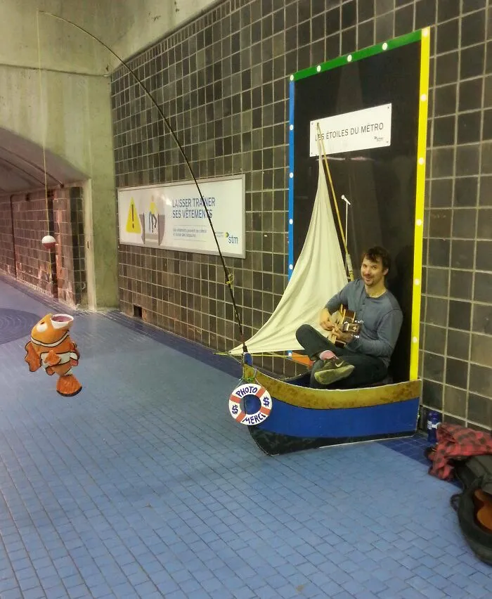 This Guy In My Subway Sat In His Boat And Played Any Song You Wanted