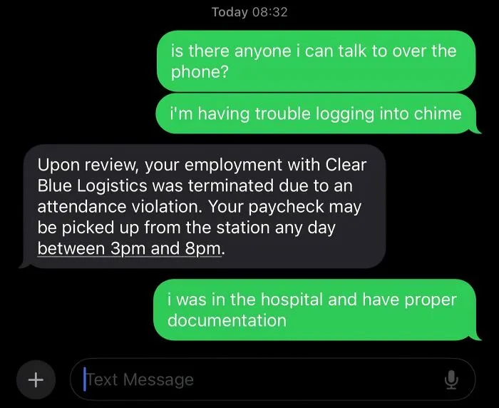 I Got Fired For Being In The Hospital