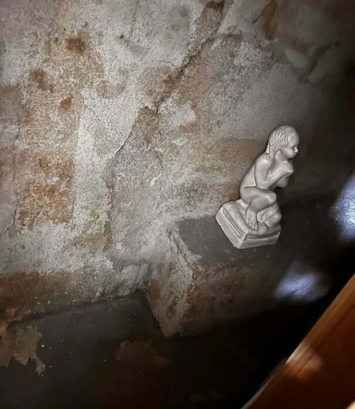 Was Gonna Fix A Cable To An Access Point On The Top Floor In My Old House And Found This Behind The Wall?