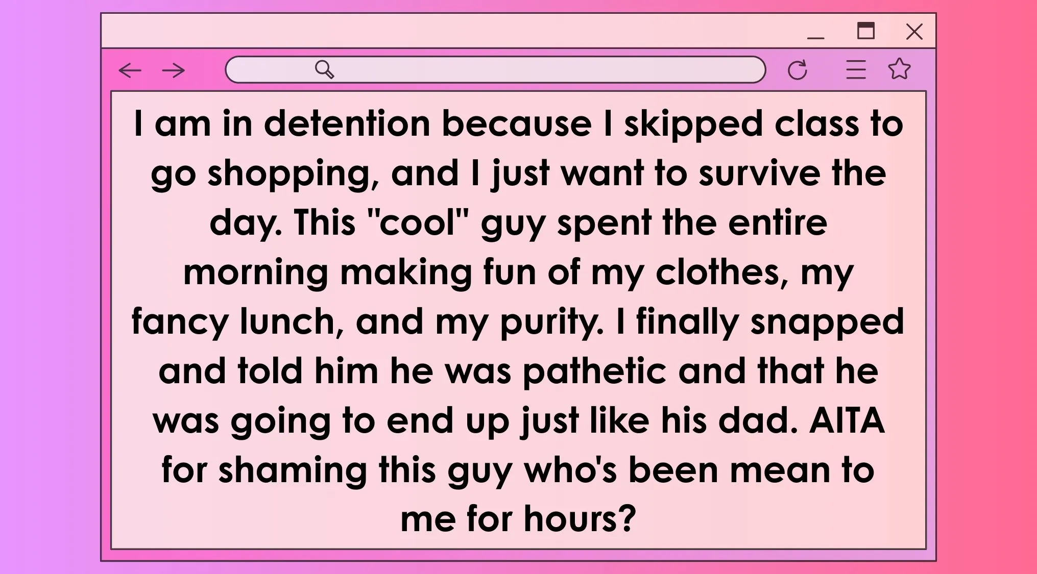 The Breakfast Club character reacting to a dramatic AITA post in a humorous movie-inspired scene.
