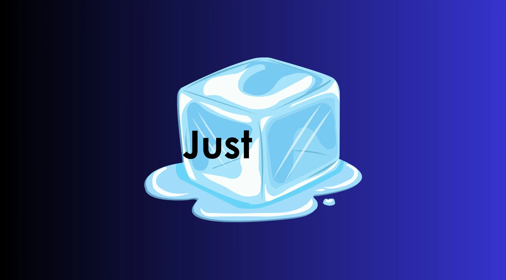 Melting ice cube with the word Just on it, representing a rebus visual challenge to decode the message.