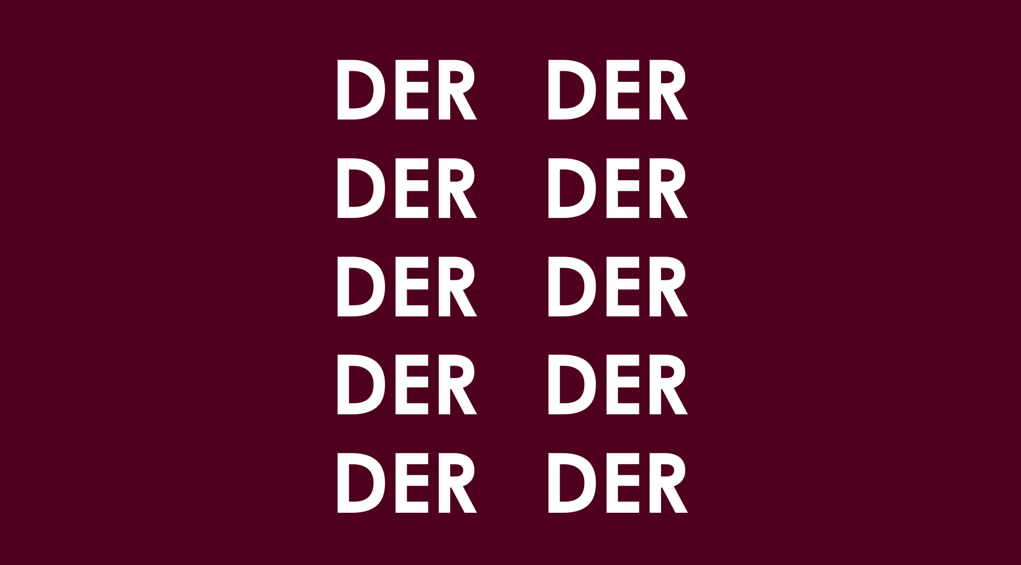 Rebus visual challenge displaying repeated DER words arranged in columns on a dark purple background puzzle.