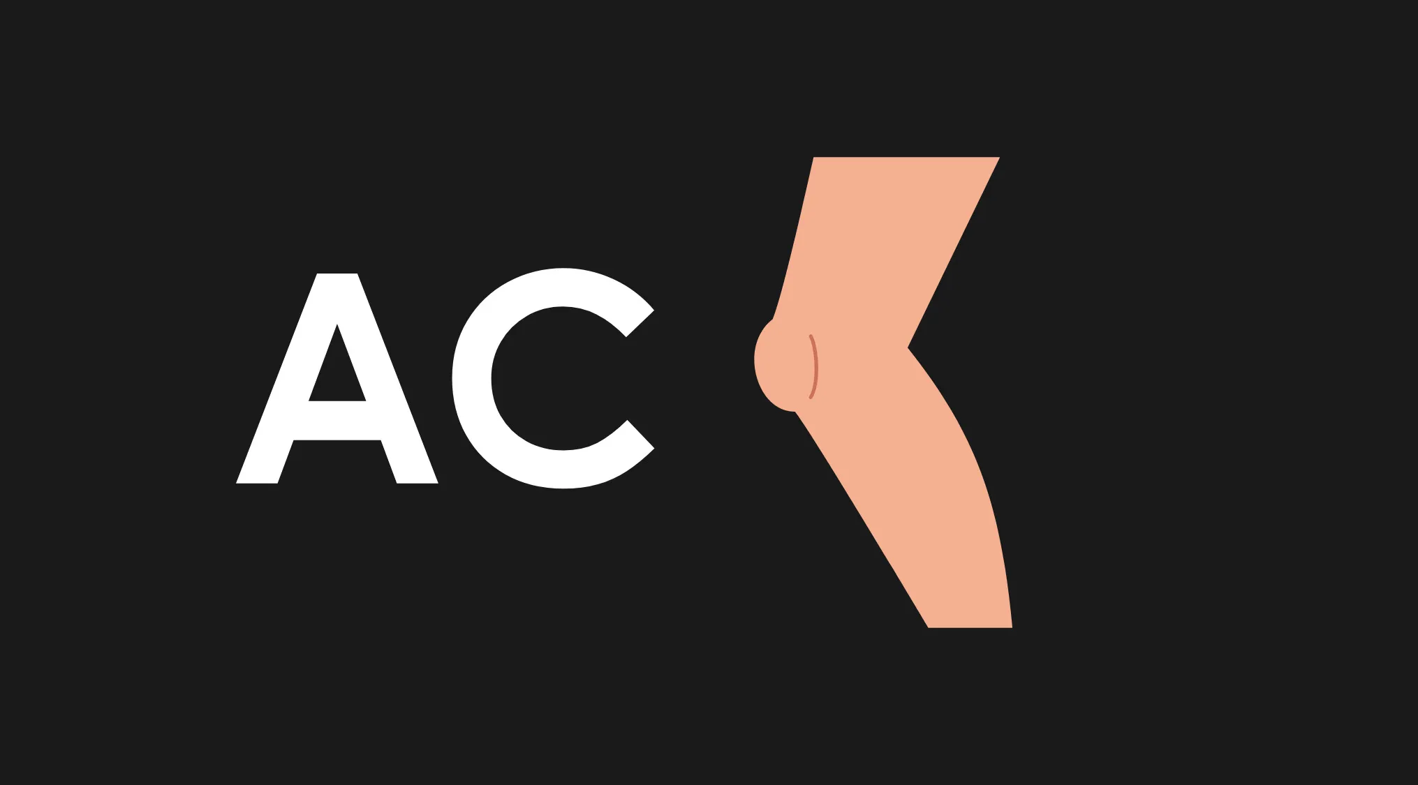 Rebus visual challenge showing letters AC next to a bent knee illustration, asking what word is represented.
