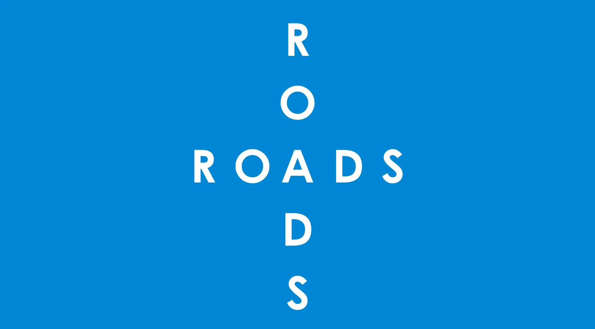 Rebus visual challenge featuring the word roads arranged vertically and horizontally on a blue background.