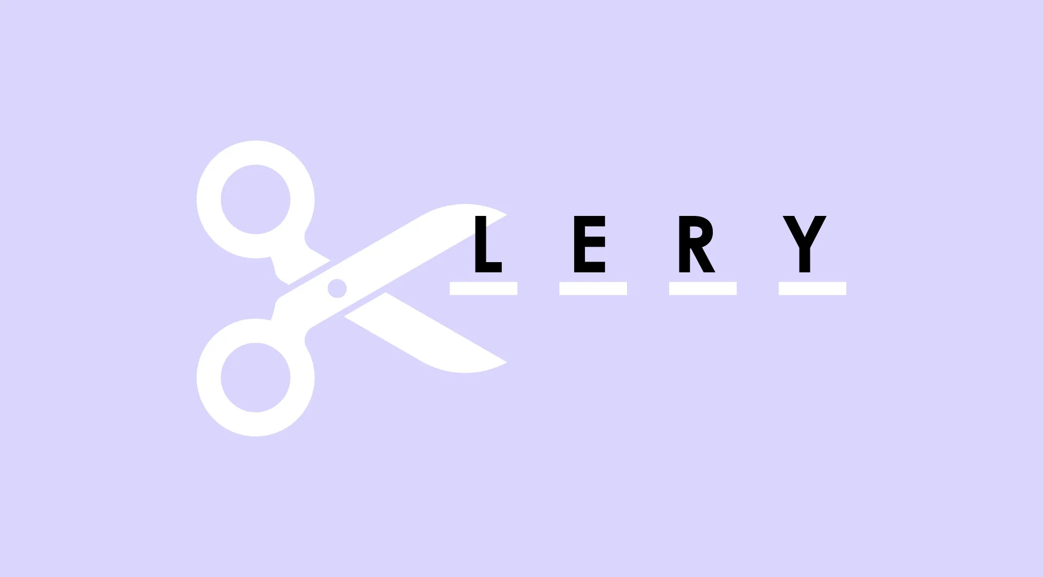Scissors cutting before letters L E R Y in a rebus visual challenge to decode the word puzzle.