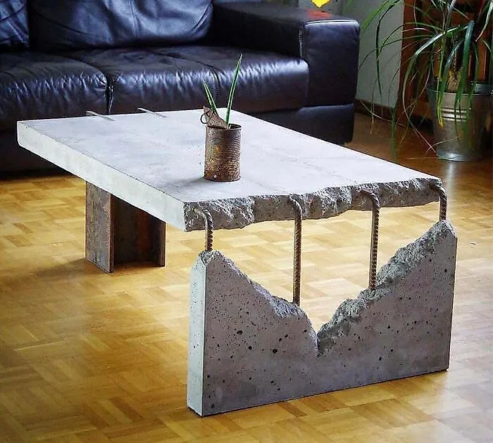 A Concrete And Steel Table