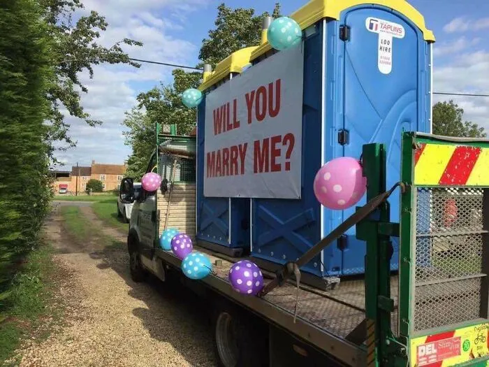 No Better Way To Propose Than On The Front Of A Portaloo