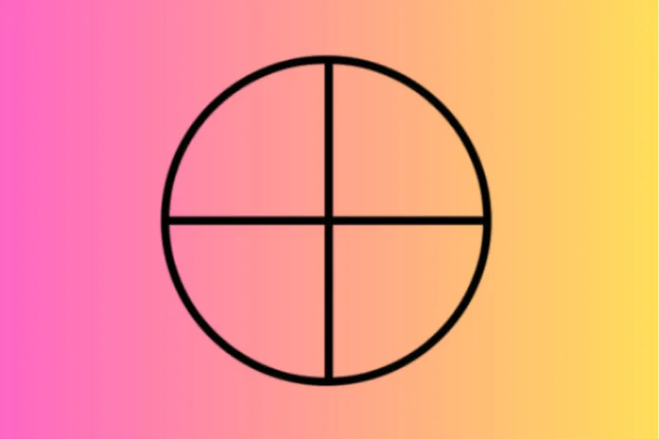 Circle divided into four equal sections with a gradient pink to yellow background representing a missing piece concept.