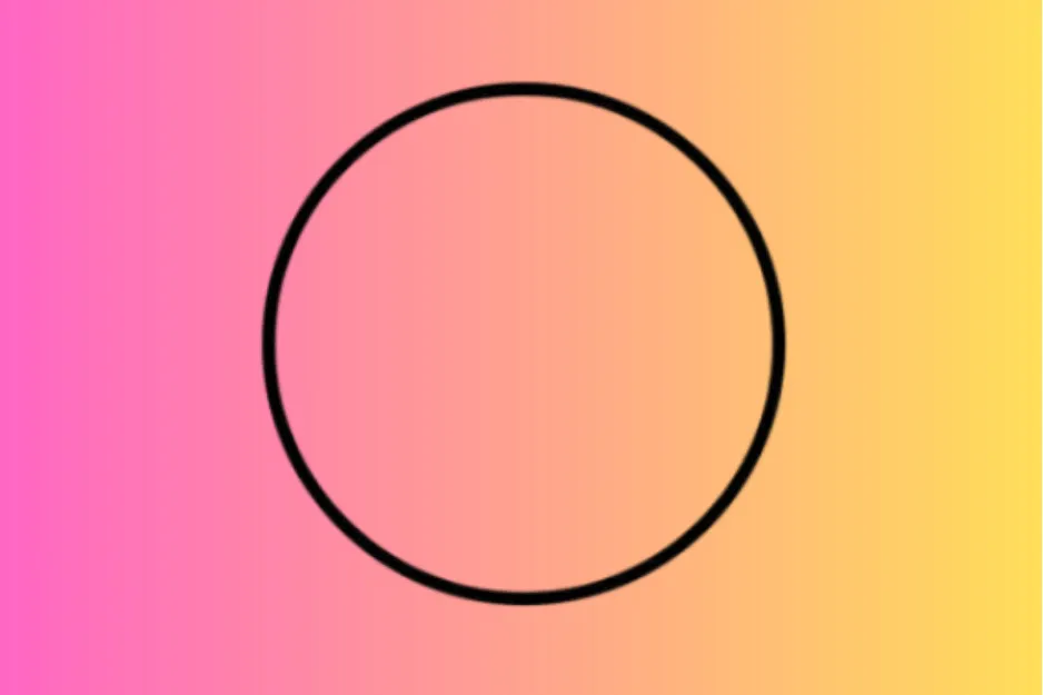 Circle outline on a pink to yellow gradient background representing a missing piece concept with the letter D.