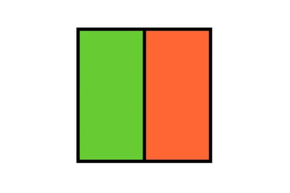 Two rectangular blocks side by side, one green and one orange, representing the final piece concept B.