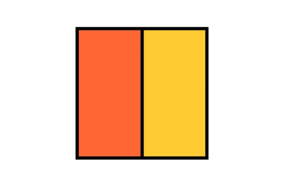 Two vertical rectangles side by side, one orange and one yellow, representing puzzle pieces for Pick the final piece C.