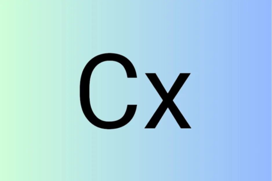 Letters C and x displayed in black on a green to blue gradient background in a puzzle completion context