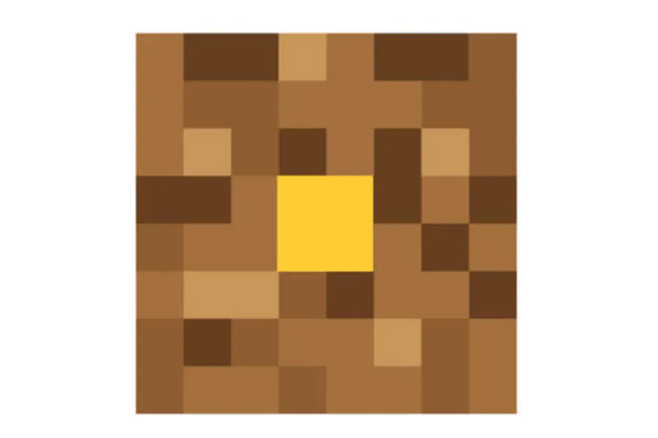Pixelated brown and yellow matrix puzzle with missing piece labeled B completing the pattern in a grid format.