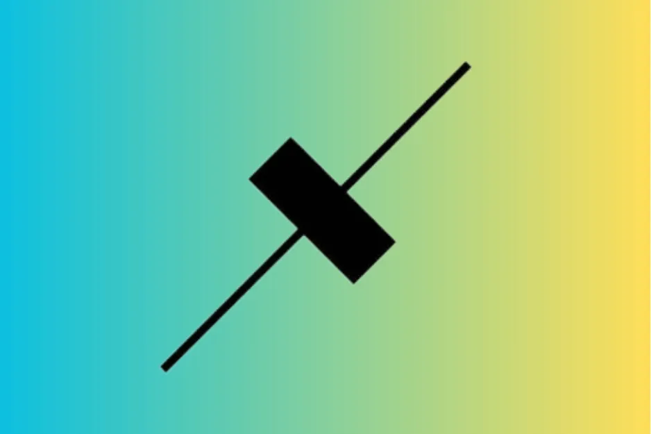 Black geometric shape positioned diagonally on a gradient blue to yellow background in a matrix puzzle style