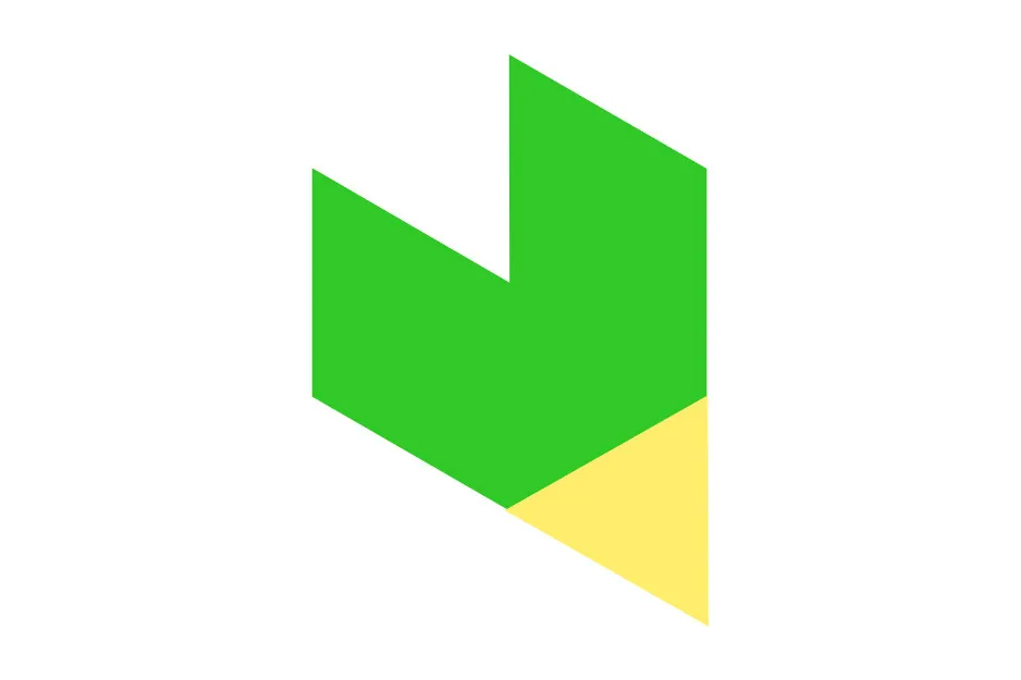 Green and yellow geometric figure with angular shapes, illustrating a visual puzzle in which figure completes the matrix C.