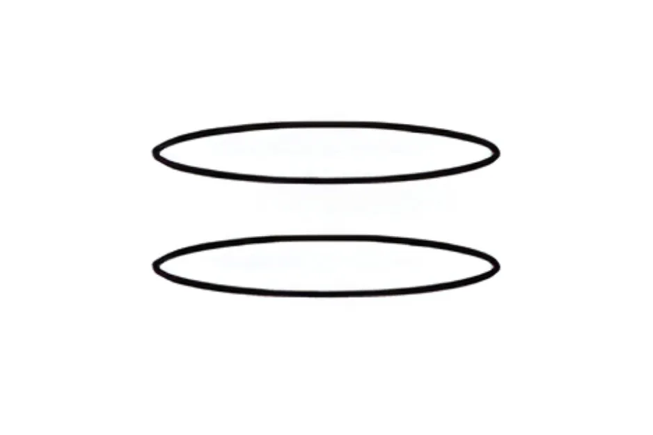 Two black elliptical outlines stacked vertically on a white background illustrating choose the missing piece concept.