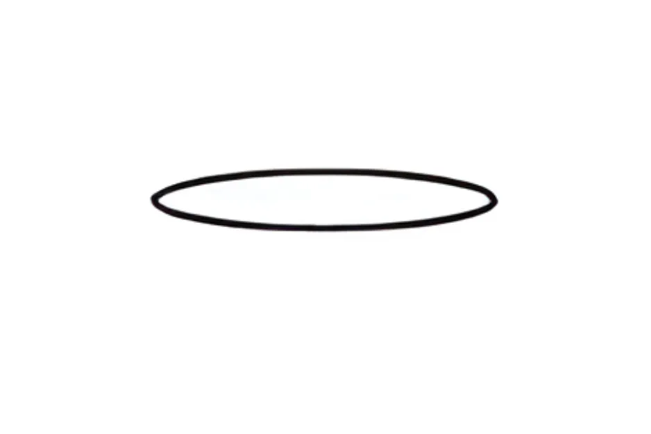 Simple black oval shape on a white background representing the missing piece B in a choose the missing piece puzzle.