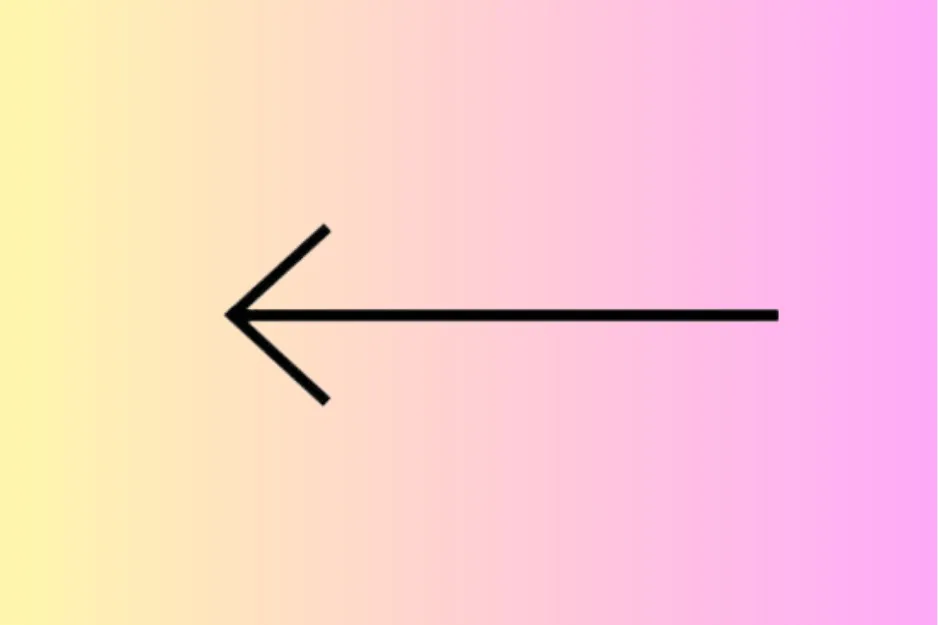 Black leftward arrow on a gradient background from pale yellow to pink, illustrating direction in a complete the matrix concept.