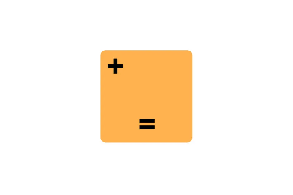 Orange square with plus and equals math symbols on a white background representing a supreme level puzzle concept
