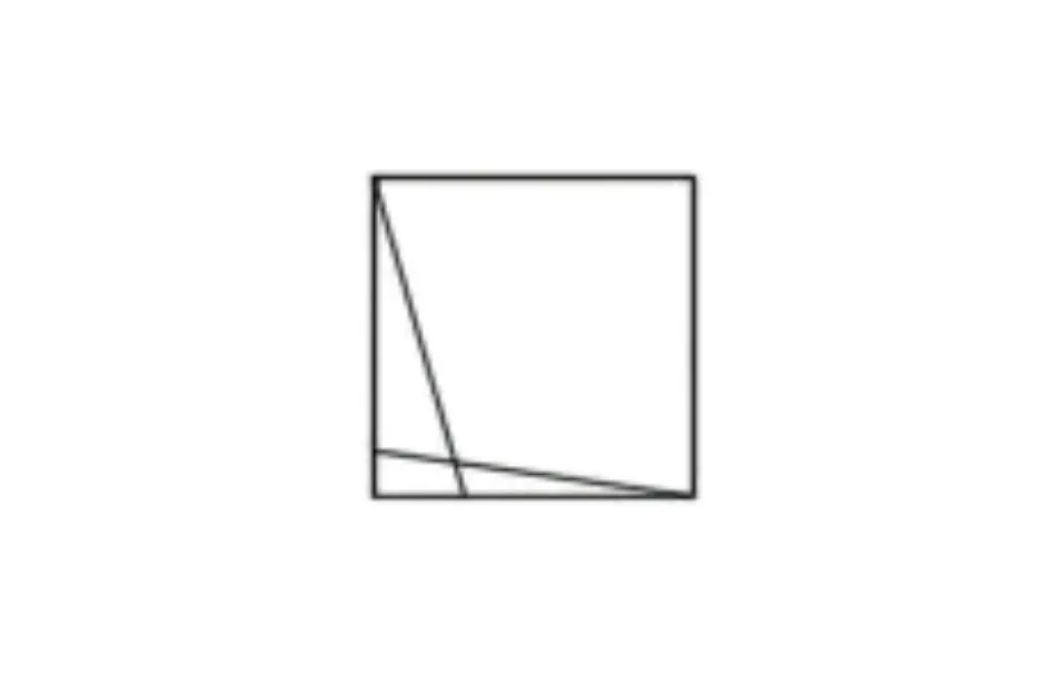 Minimalist line pattern inside a square exploring which figure completes the matrix puzzle with intersecting diagonal lines.