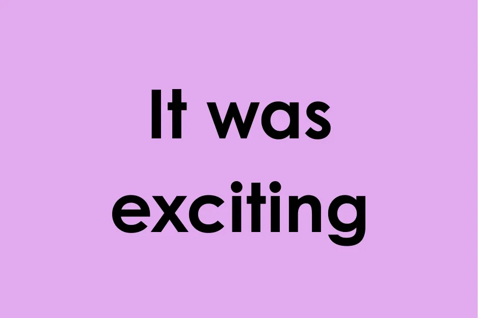 Text on a purple background stating it was exciting referring to the meaning of the pits in the 70s.