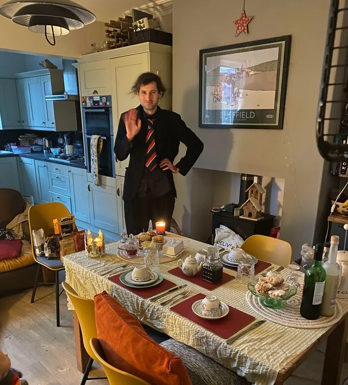 Went To Visit A Friend Today Who Knows I’ve Been Feeling Down. He Surprised Me With A Classy Festive Tea Party! Made My Day, Made Me Smile