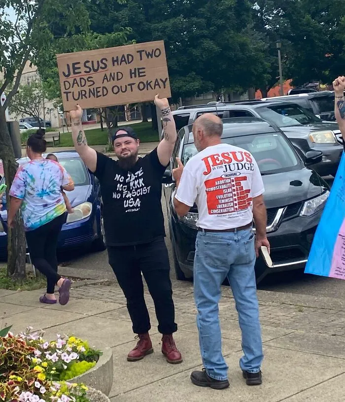 Supported My Friends As An Ally At Our Local Pride And The Church Protesters Kept Calling Me Names And Just Made Me Laugh
