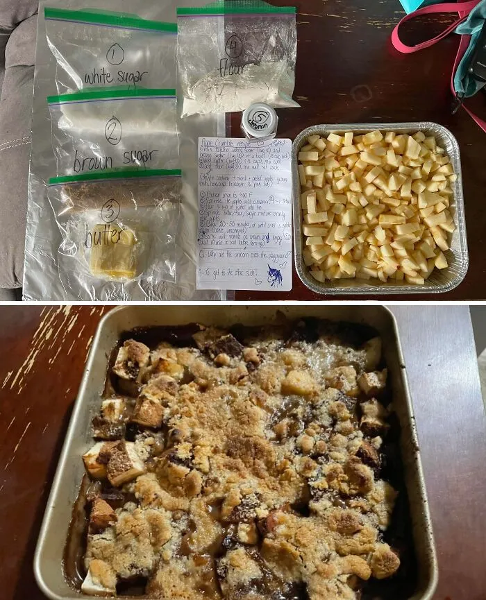 I Made My Single Dad Friend A Deconstructed Apple Crumble As A Fun Sensory And Bonding Activity For Him And His Kids