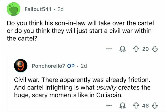 Online discussion about cartel infighting and civil war creating scary moments in Mexico’s ongoing cartel violence.