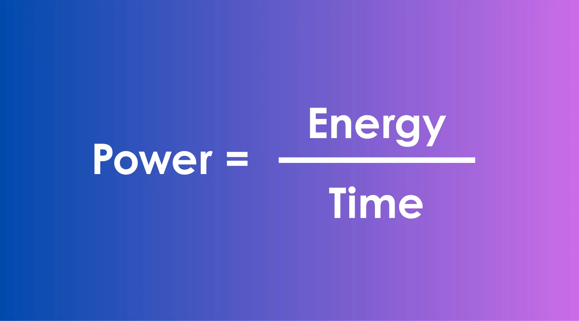 Power formula showing energy divided by time on a blue to purple gradient background for GCSE Combined Science Quiz.