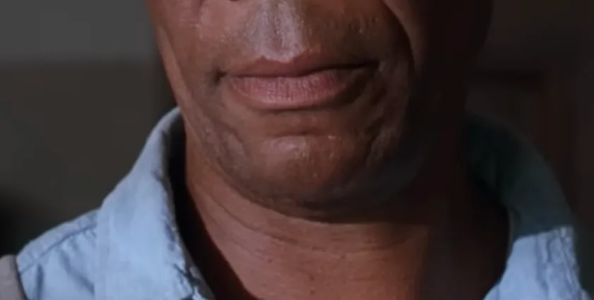 Close-up of a male celebrity’s mouth and chin for the Guess The Celebrity from Their Mouth challenge.