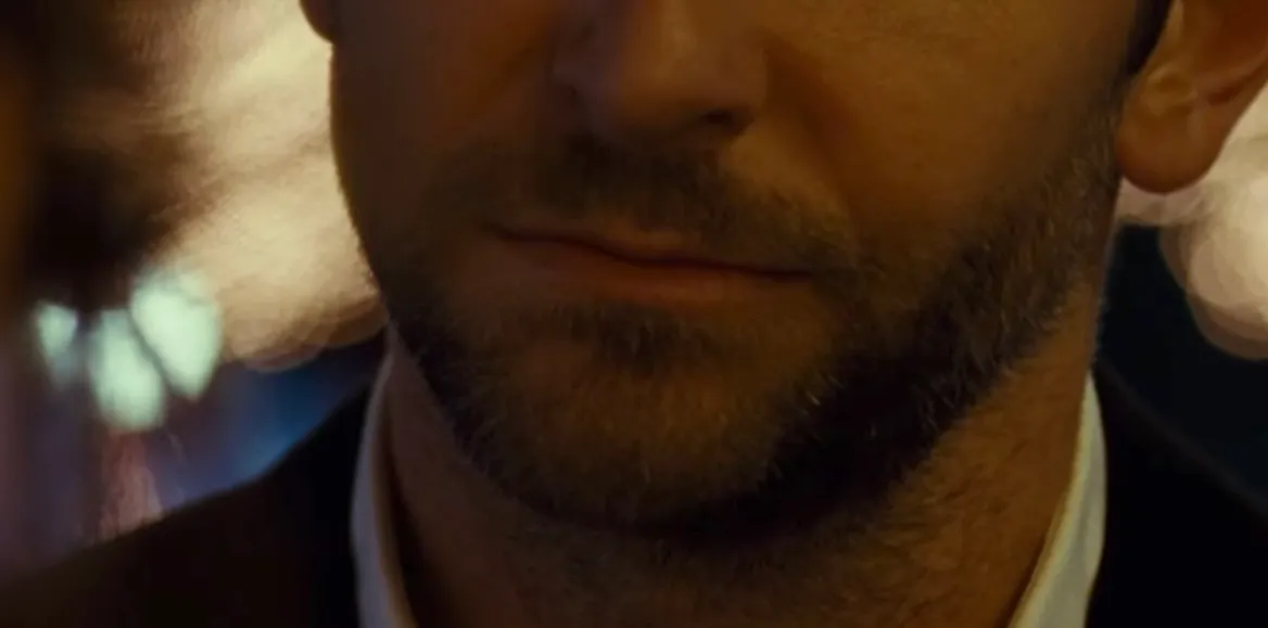 Close-up of a celebrity's mouth and beard, part of a guess the celebrity from their mouth challenge.