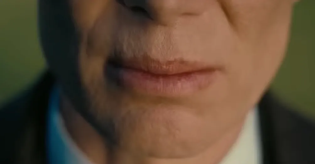 Close-up of a celebrity mouth for guess the celebrity challenge part 3, showing lips and lower face details.